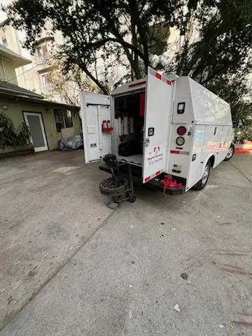 Magnet Plumbing service vehicle on-site for Sewer Line Repair in Delaware